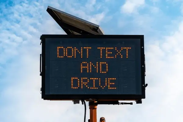 Digital traffic information sign on a highway