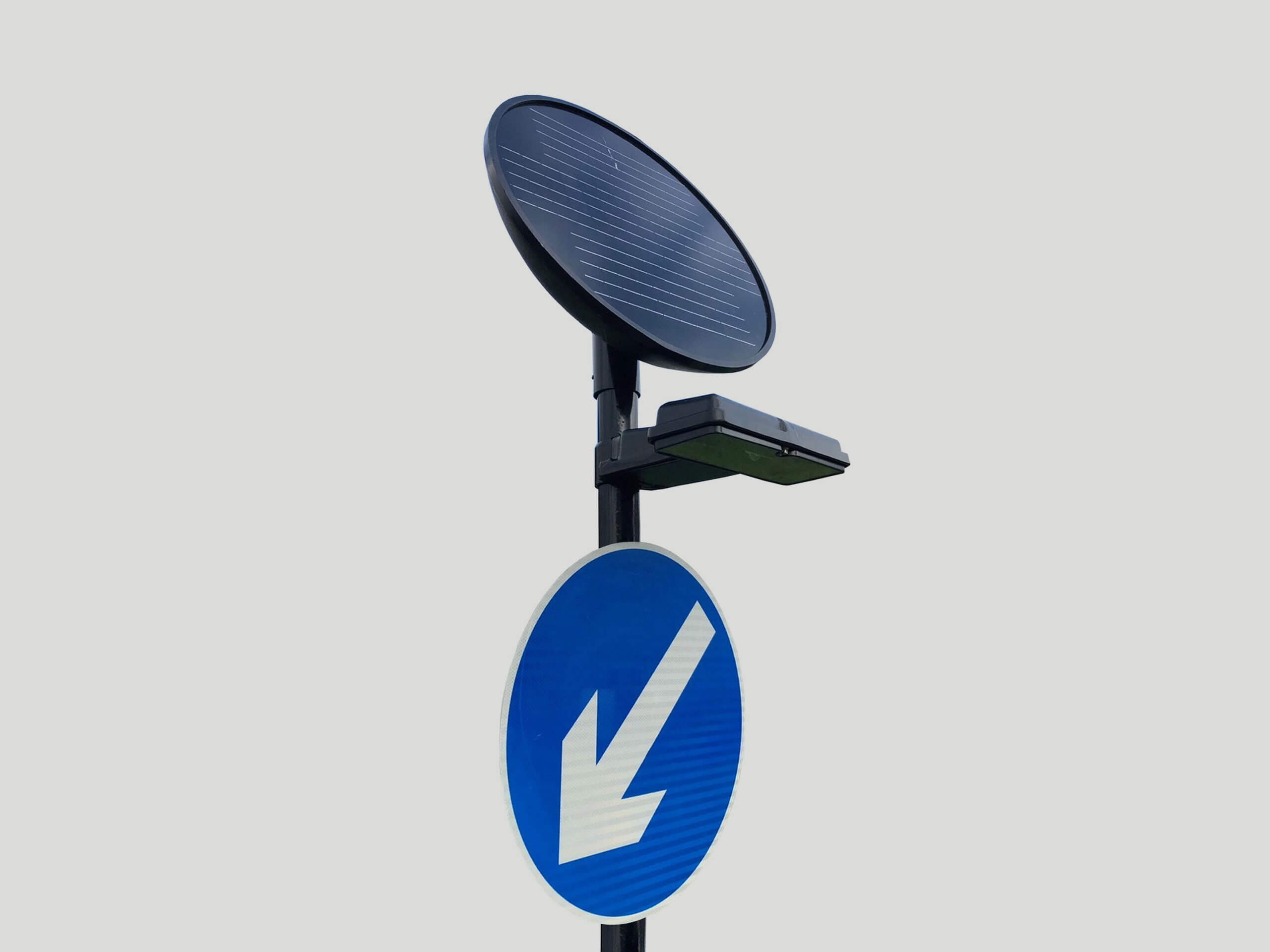 Solar panels powering a remote road sign